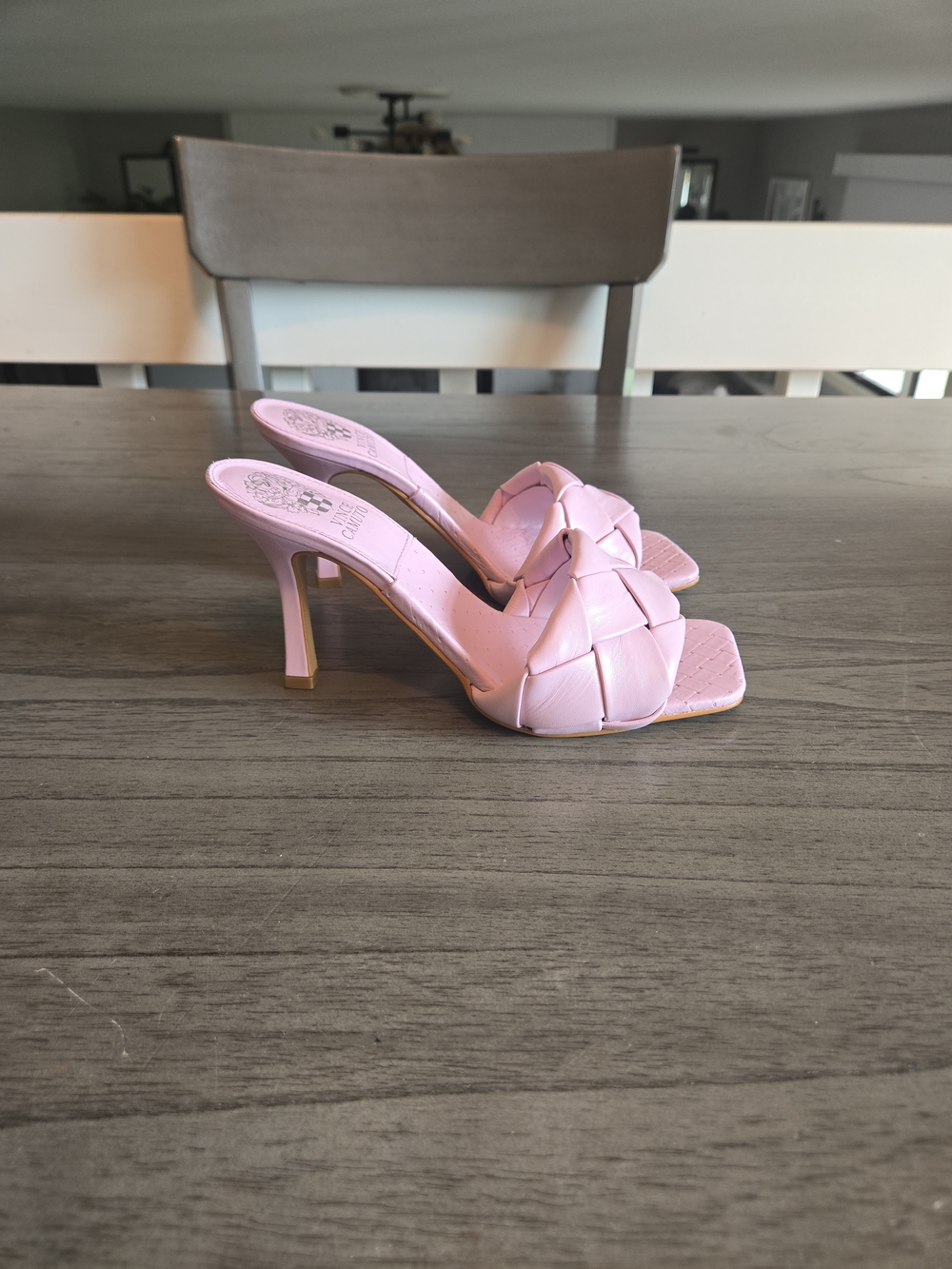 Vince Camuto Pastel Pink Braided Square-Toe Heel Mules - Picture 3 of 4